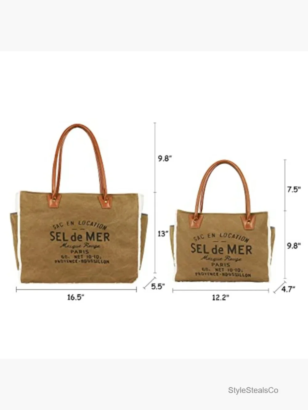 Upcycled Canvas Leather Tote Bag Sel De Mer Hobo Shoulder Purse